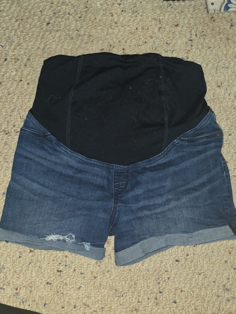 Maternity Denim Shorts with Black Stretch Waistband